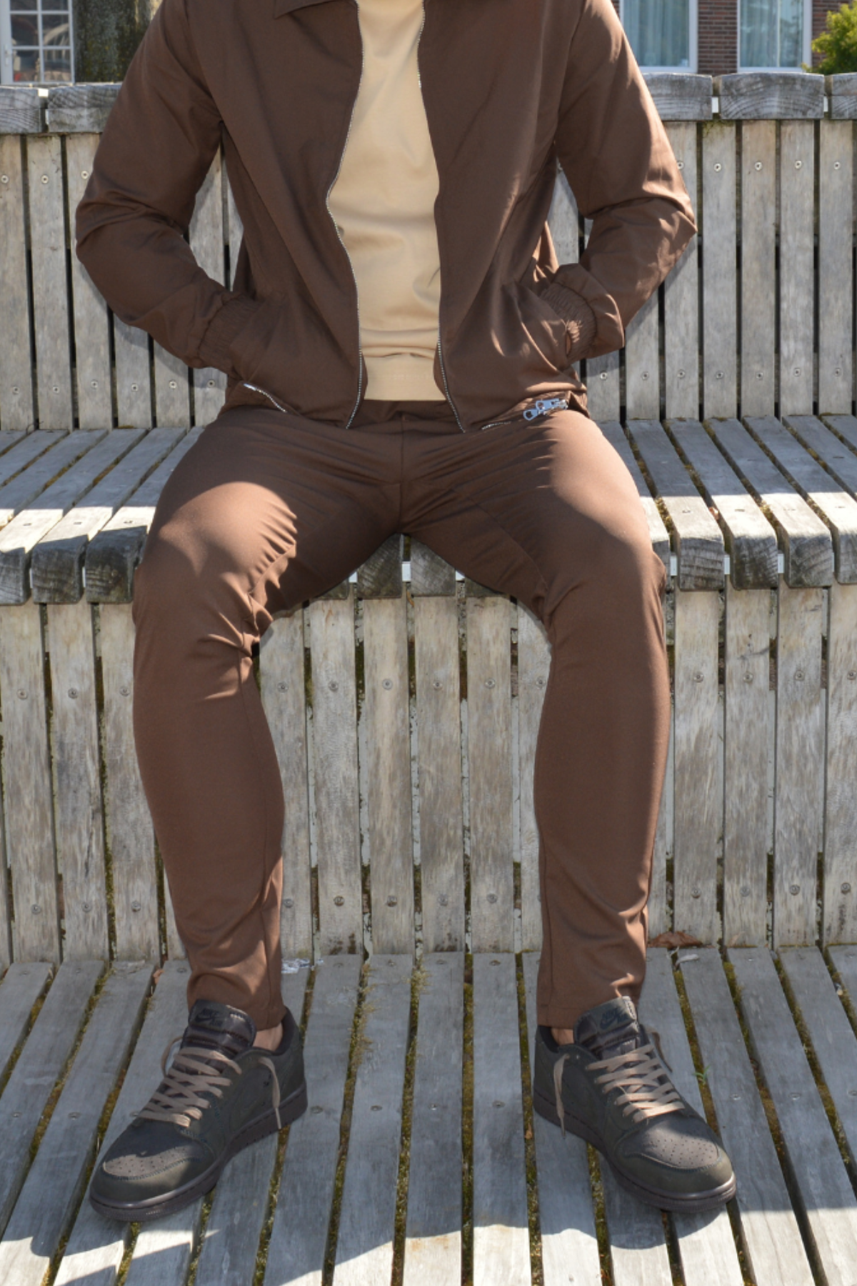 MOCHA BROWN HOODED TECH SUIT