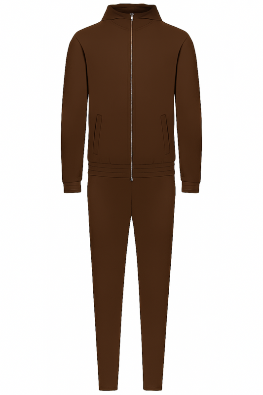 MOCHA BROWN HOODED TECH SUIT